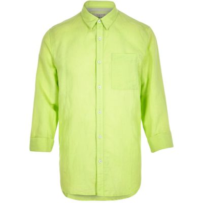 Neon green linen-rich shirt